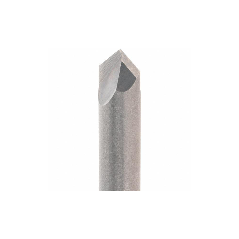 Made in USA Chamfer Mill: 1/4" Dia, 1/4" Shank Dia, 90 deg, 2 Flute, Solid Carbide, Single End - 34756-00-D