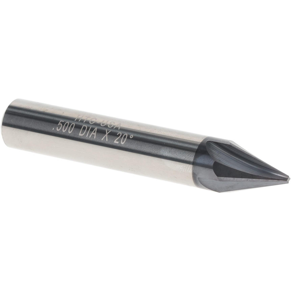 Harvey Tool Chamfer Mill: 1/2" Dia, 1/2" Shank Dia, 40 deg, 6 Flute, Solid Carbide, Single End - 839220-C3