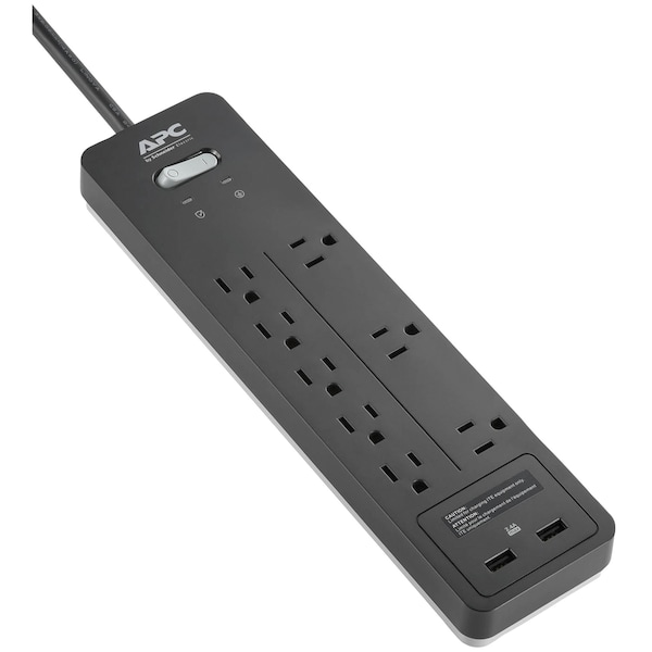 Apc SurgeArrest 8-Outlet 2-USB Home/Office Surge Protector w/6 ft. Cord - PH8U2