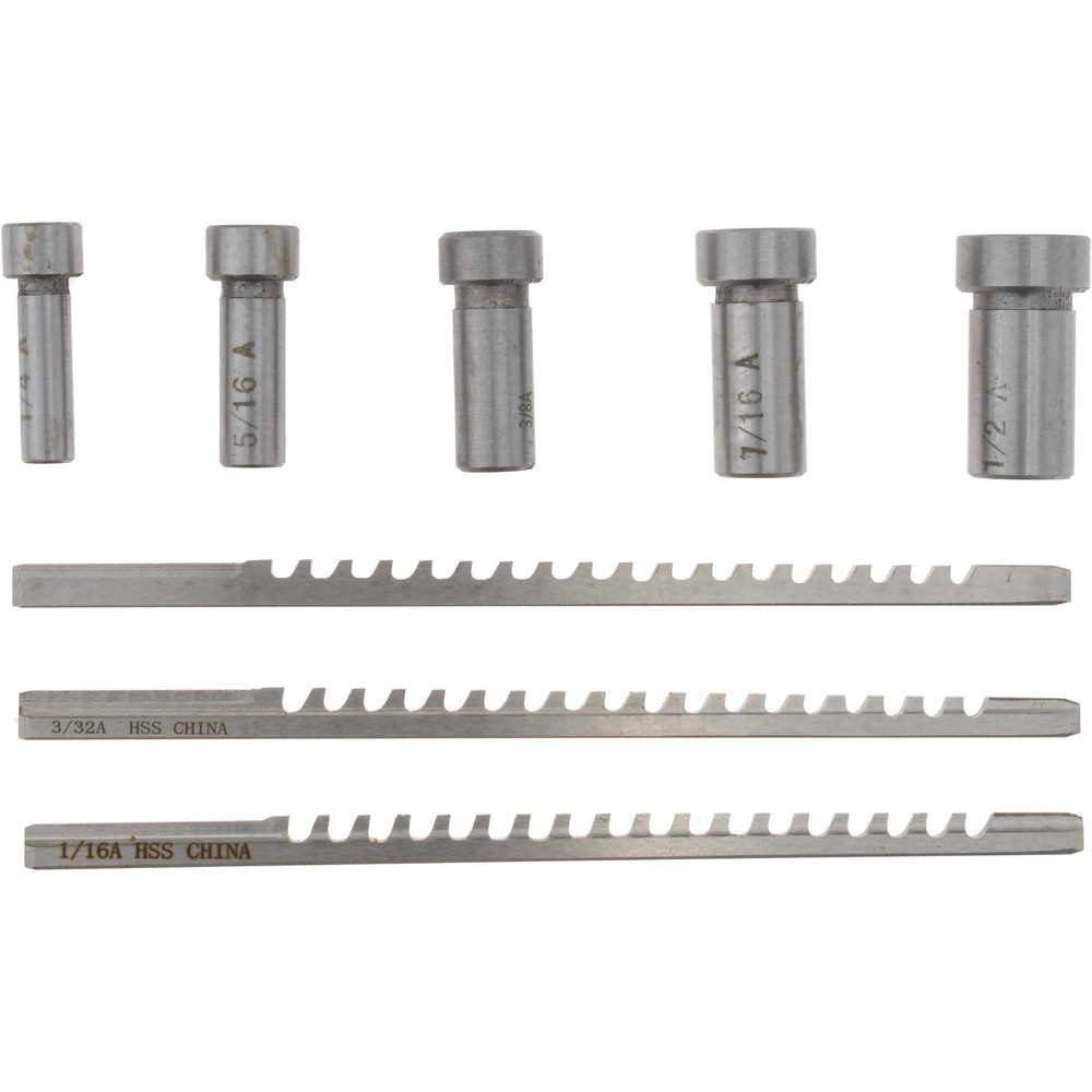 Value Collection 8 Piece, 1/16 to 1/8" Keyway Width, Style A Keyway Broach Set - 1395-0109