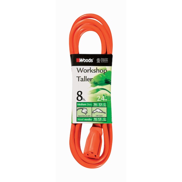 Woods Extension Cord, Indoor/Outdoor, 8 ft - 265