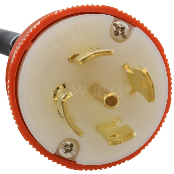 Ac Works SOOW Extension Cord, 10 AWG, Indoor/Outdoor, 10/5, 1 Outlets, L22-30R, Black, Rubber, L22-30P - L2230PR-100