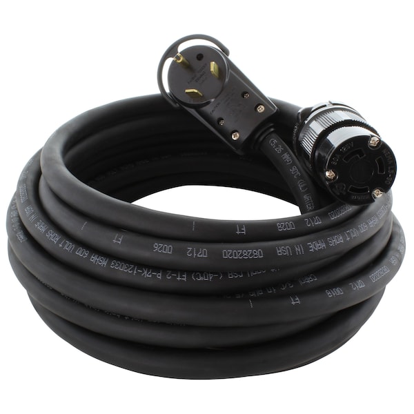 Ac Works SOOW Extension Cord, 10 AWG, Indoor/Outdoor, 10/3, 1 Outlets, Black, Rubber, Nylon, TT-30P, 50 ft - TT30L530-010