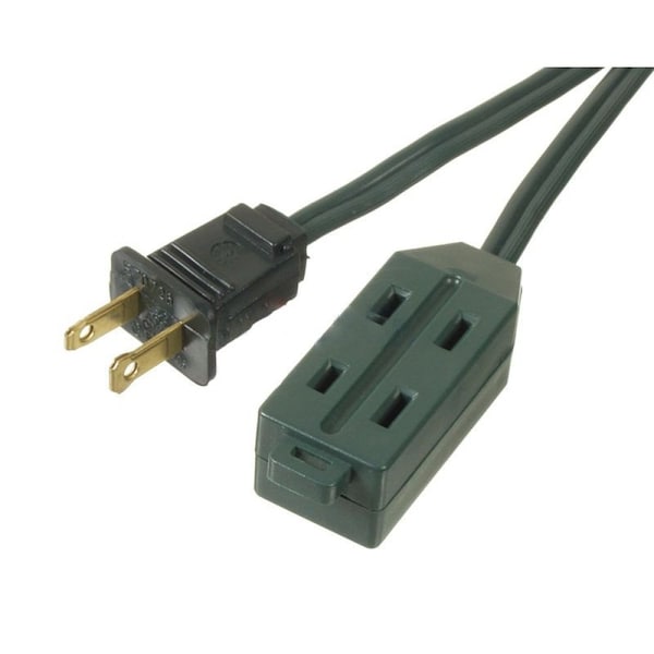 American Imaginations Extension Cord, Outdoor, 3 Outlets, Green, Plastic, 118.1 in - AI-37229