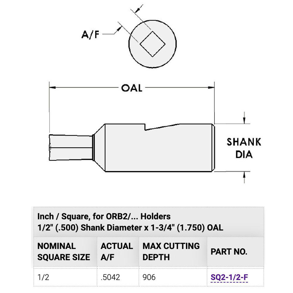 Somma Tool Co. Square Broaches: 0.5, High-Speed Steel, Uncoated, Bright/Uncoated - SQ2-1/2-F