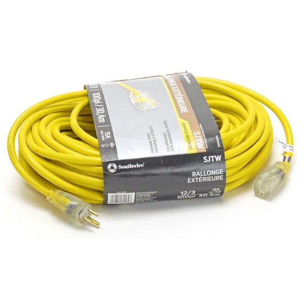 The Brush Man 100Ft Extension Cord, 12 Gauge, Power Indicator Lighted, 4PK - EXT 100 12/3 LT