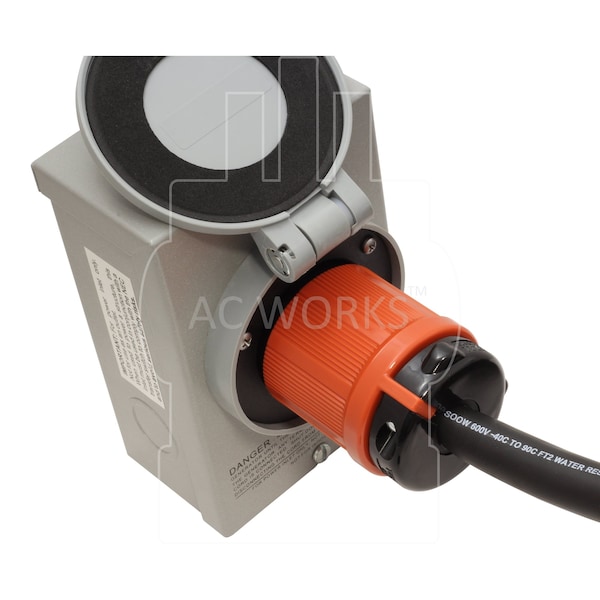Ac Works SOOW; Cold Weather Extension Cord, 12 AWG, Indoor/Outdoor, 12/3, 1 Outlets, L6-20, Black, Rubber - L620PR-050E