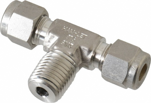 Ham-Let Compression Tube Male Branch Tee: 1/4" Tube OD, Compression x Compression x MNPT - 3002356