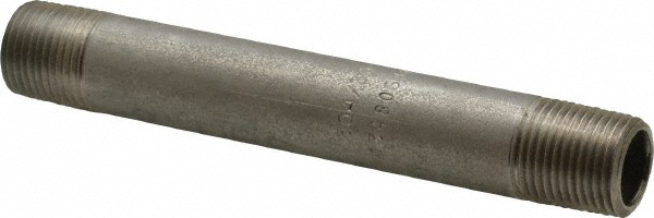 Merit Brass Stainless Steel Pipe Nipple: 3/8" Pipe, Grade 304 & 304L - 4006-450