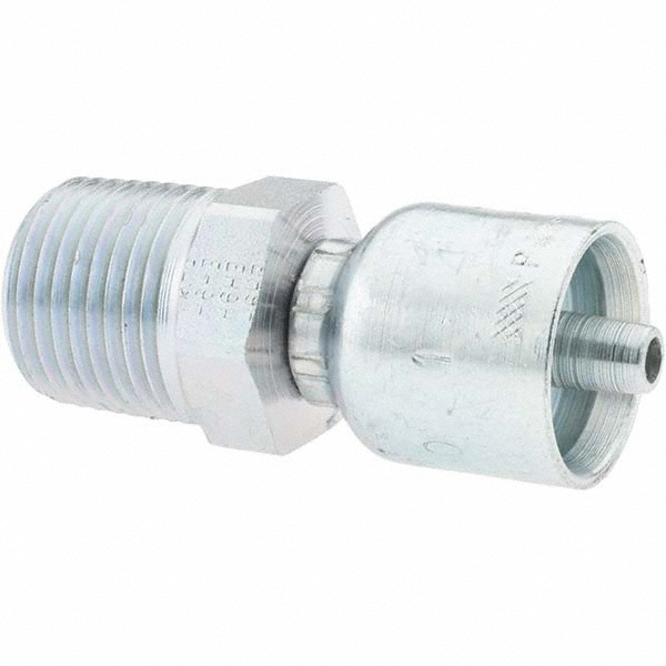 Parker Hydraulic Hose Male NPTF Pipe Rigid Fitting: 0.5" ID, 8 mm, 1/2-14 - 30182-8-8
