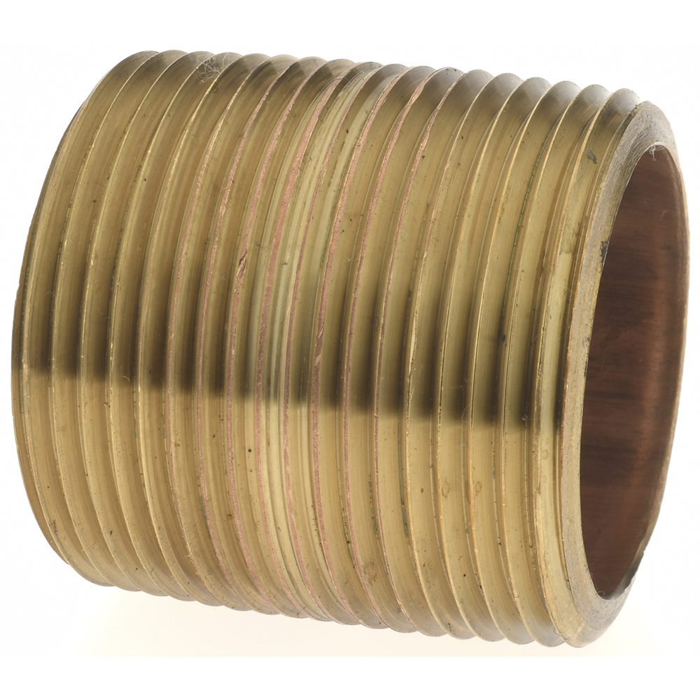 Merit Brass Brass Pipe Nipple: Threaded on Both Ends, 6" OAL, 1-1/4" NPT - 2120-600