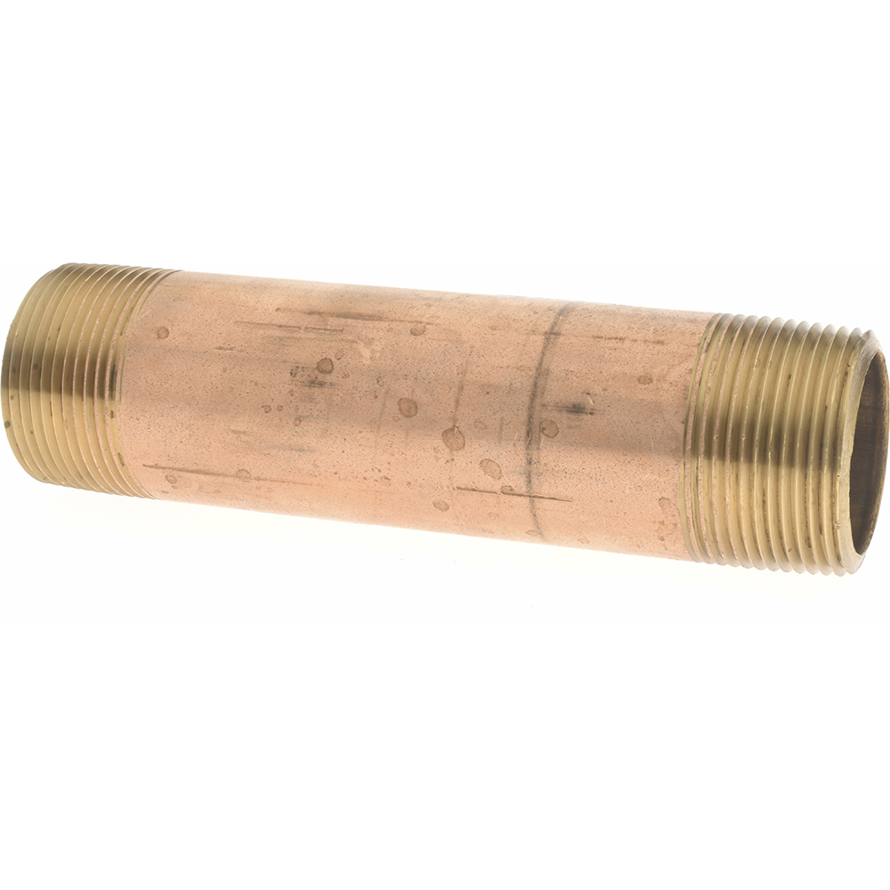 Merit Brass Brass Pipe Nipple: Threaded on Both Ends, 6" OAL, 1-1/4" NPT - 2120-600