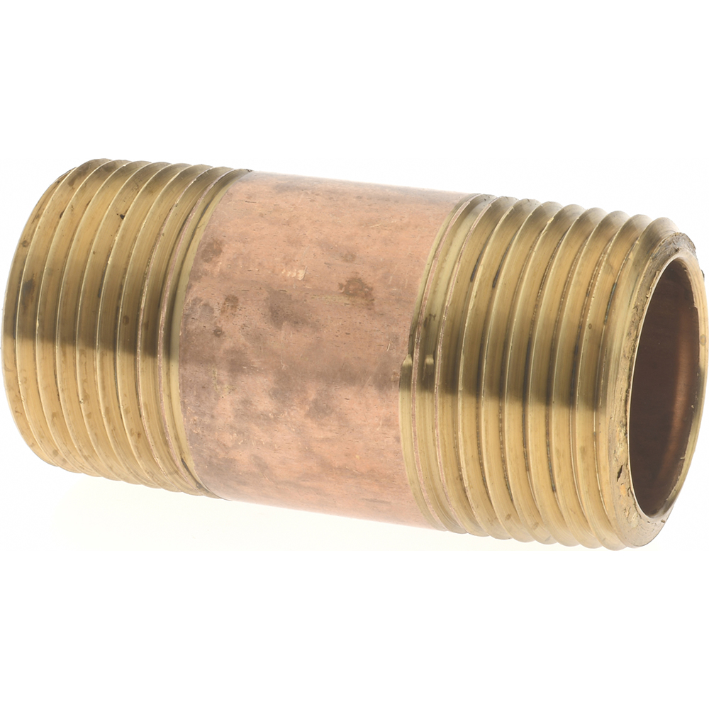 Merit Brass Brass Pipe Nipple: Threaded on Both Ends, 6" OAL, 1-1/4" NPT - 2120-600