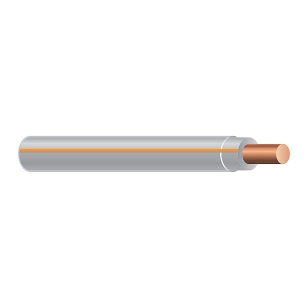 Southwire THHN; THWN, Building Wire, Copper, 10 AWG, 1C, Gray; Orange Stripe, Stranded, 500 ft - 57529801