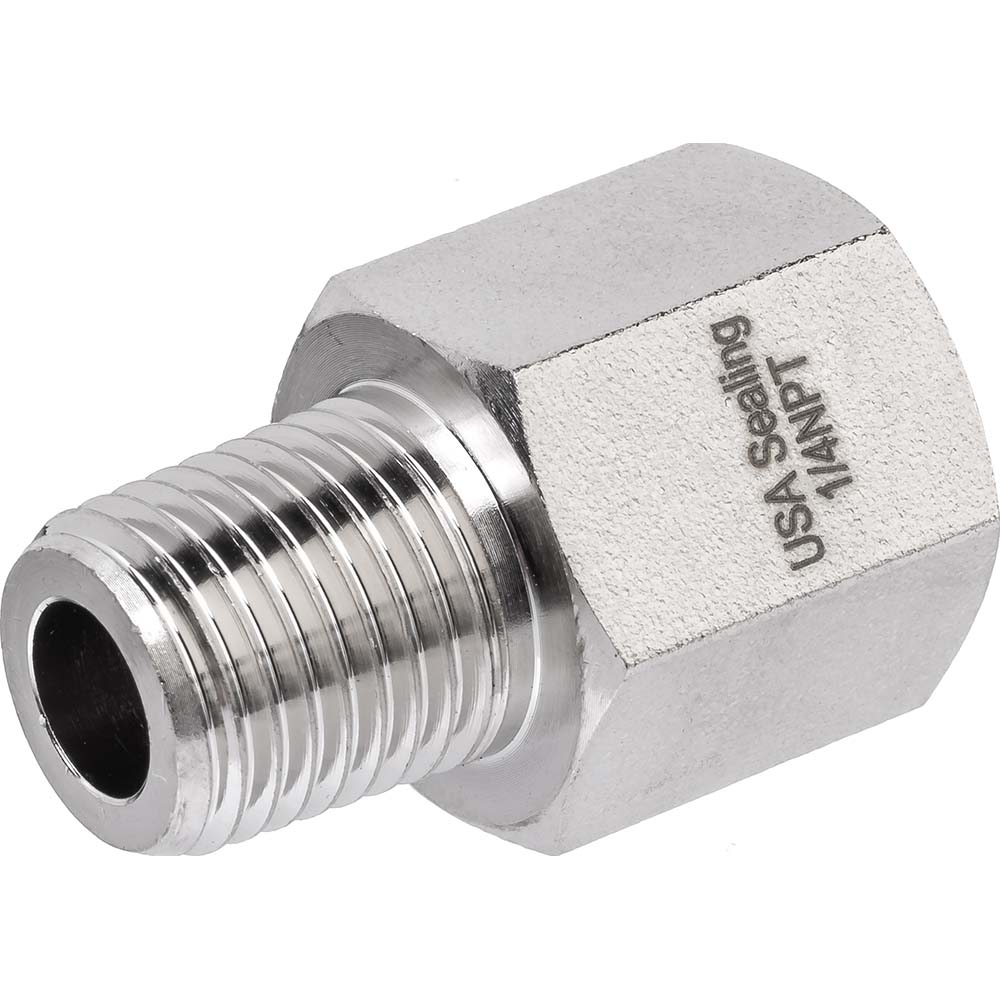 USA Industrials Pipe Reducing Adapter: 1/4 x 1/8", Stainless Steel - ZUSA-PF-9023