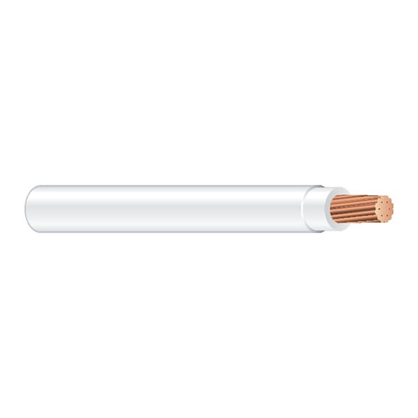 Southwire THHN; THWN, Building Wire, Copper, 12 AWG, 1C, White; Blue Stripe, Stranded, 500 ft - 56644102