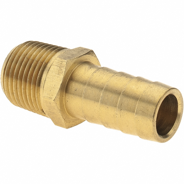 Parker Barbed Hose Fitting: 3/8" x 1/2" ID Hose, Male Connector - 125HBL-8-6