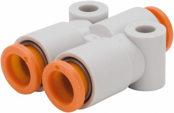 SMC PNEUMATICS Push-to-Connect Push-to-Connect Fitting: Y Connector, NPT, 5/16" OD - KQ2U09-35AS