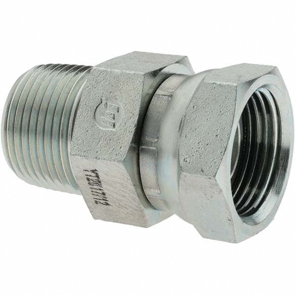 Brennan Industrial Pipe Straight Swivel Adapter: 1/4-18 Female Thread, 1/4-18 Male Thread, FNPSM x MNPTF - 10346