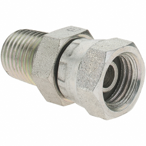 Brennan Industrial Pipe Straight Swivel Adapter: 1/4-18 Female Thread, 1/4-18 Male Thread, FNPSM x MNPTF - 10346