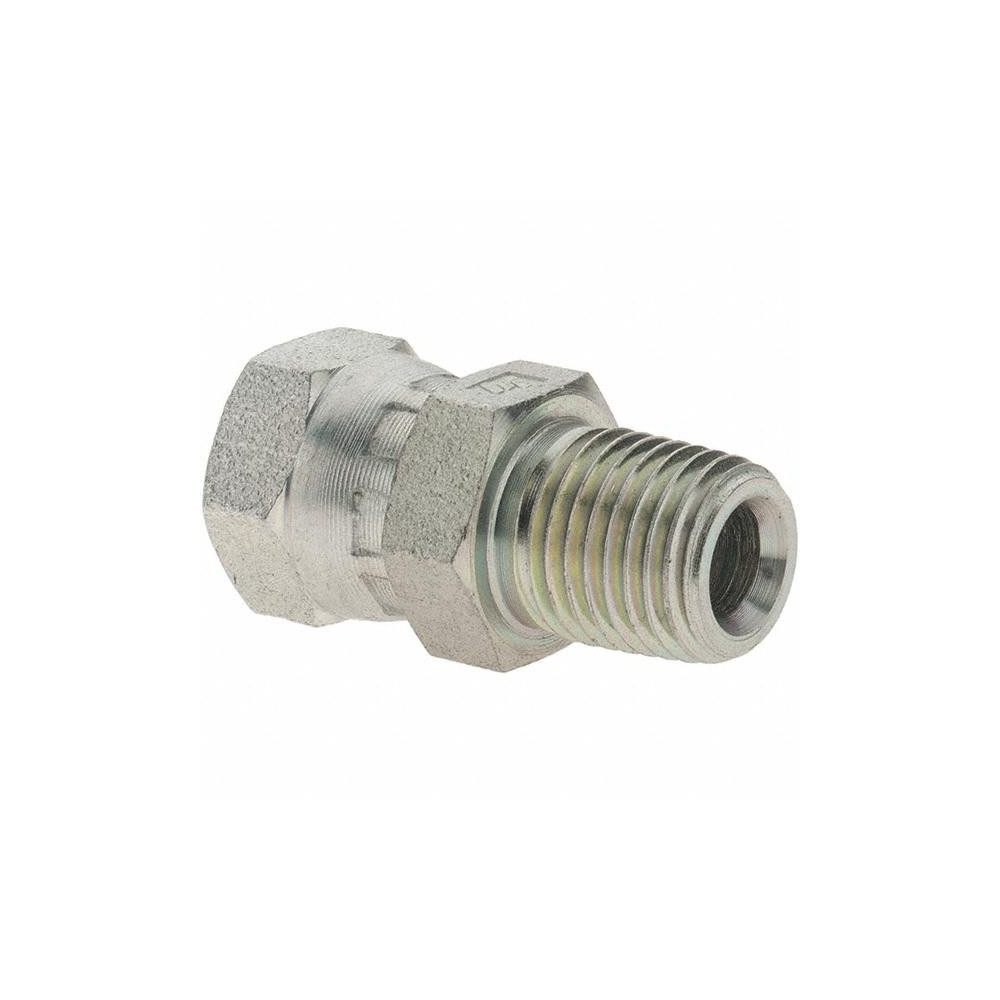 Brennan Industrial Pipe Straight Swivel Adapter: 1/4-18 Female Thread, 1/4-18 Male Thread, FNPSM x MNPTF - 10346