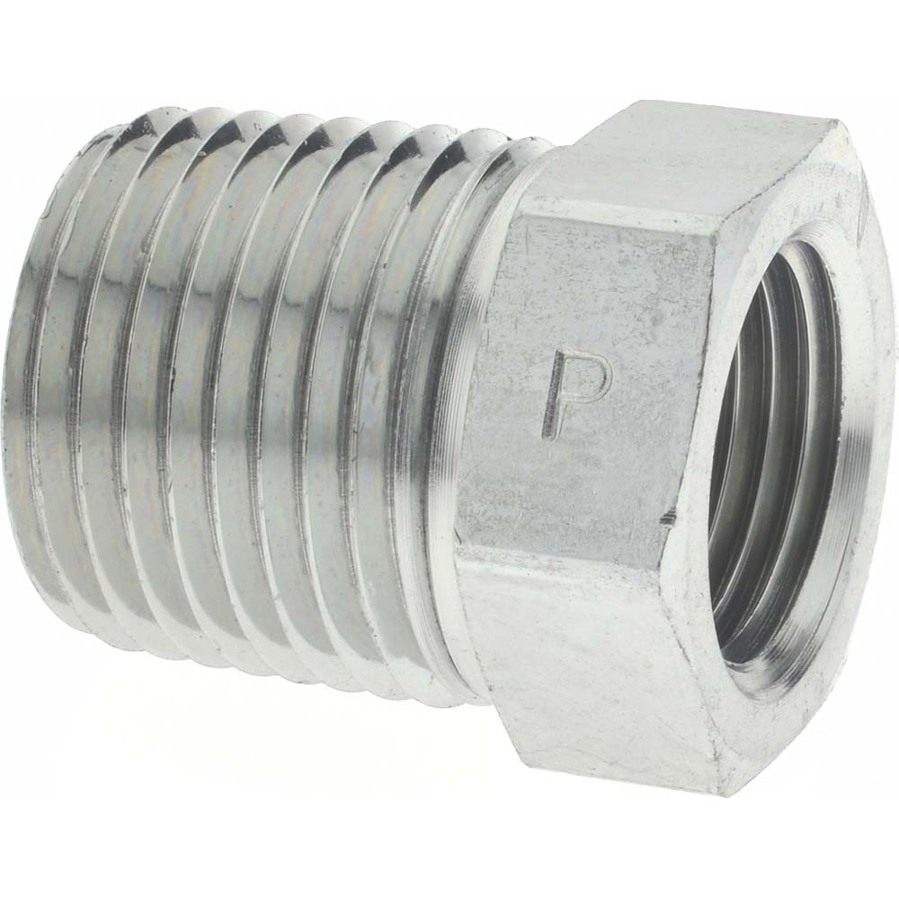 Parker Industrial Pipe Bushing: 1/8" Female Thread, 1/4" Male Thread, MNPTF x FNPTF - BDKP79105