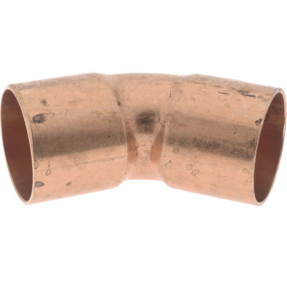Mueller Industries Wrot Copper Pipe 45 ° Elbow: 1" Fitting, C x C, Solder Joint - W 03044
