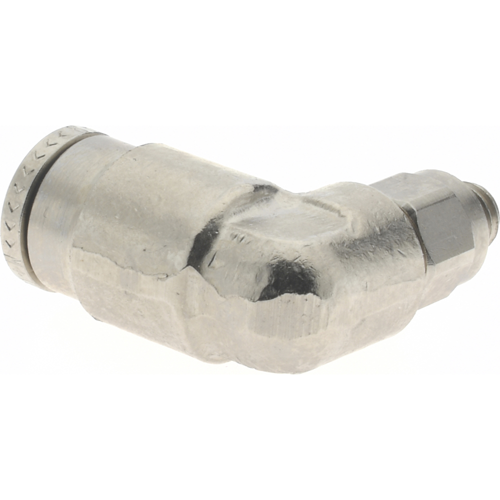 Norgren Push-to-Connect Tube x Metric Thread Fitting: 90 deg Swivel Elbow Adapter, M5x0.8 Thread, 6.00 mm OD - 102470605