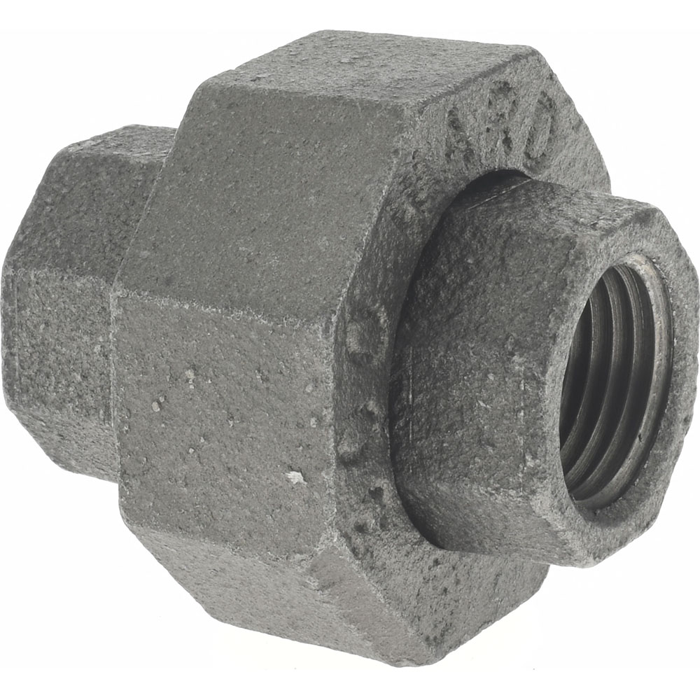Anvil Black Pipe Fittings: Union, 2", Threaded, Malleable Iron - 0312822760