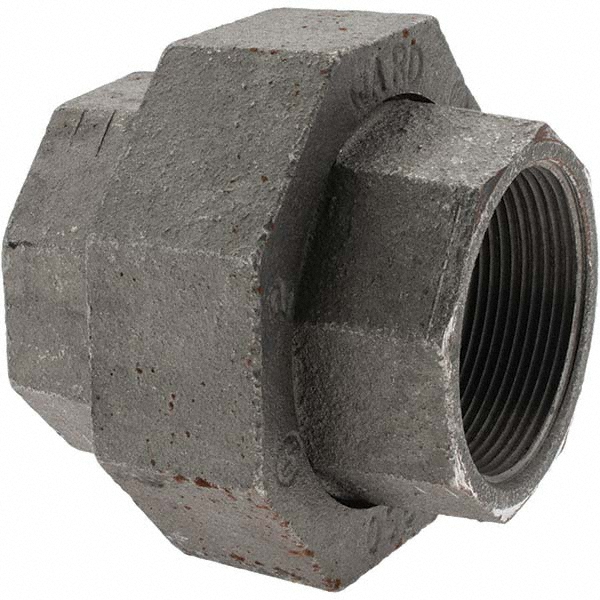 Anvil Black Pipe Fittings: Union, 2", Threaded, Malleable Iron - 0312822760