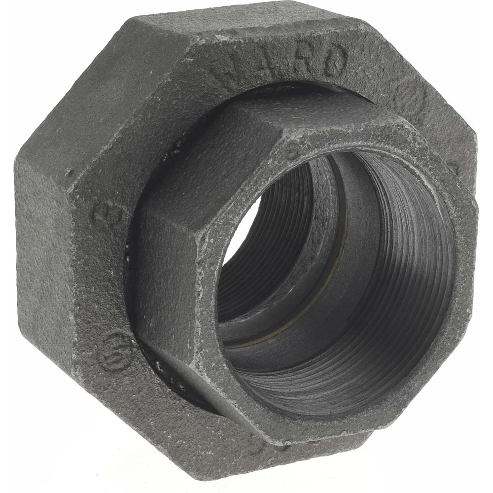 Anvil Black Pipe Fittings: Union, 2", Threaded, Malleable Iron - 0312822760
