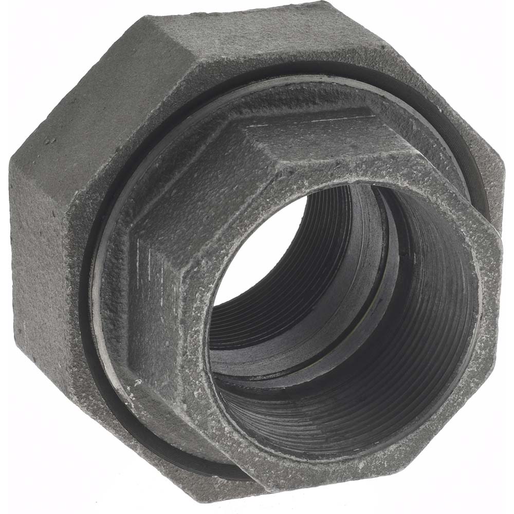 Anvil Black Pipe Fittings: Union, 2", Threaded, Malleable Iron - 0312822760