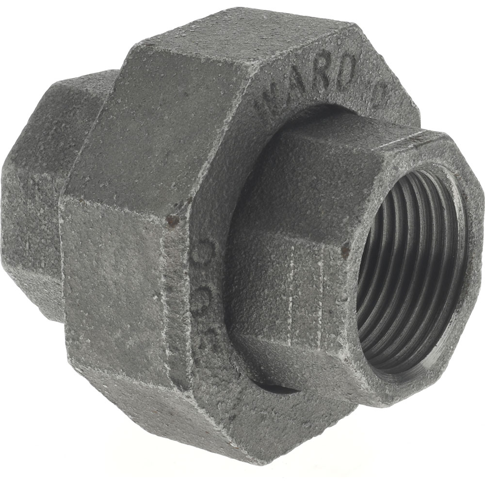Anvil Black Pipe Fittings: Union, 2", Threaded, Malleable Iron - 0312822760