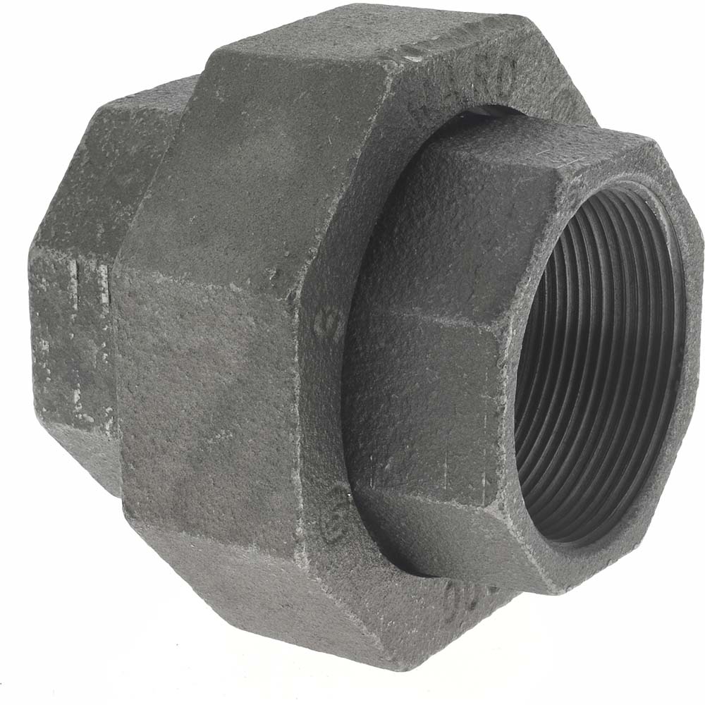 Anvil Black Pipe Fittings: Union, 2", Threaded, Malleable Iron - 0312822760