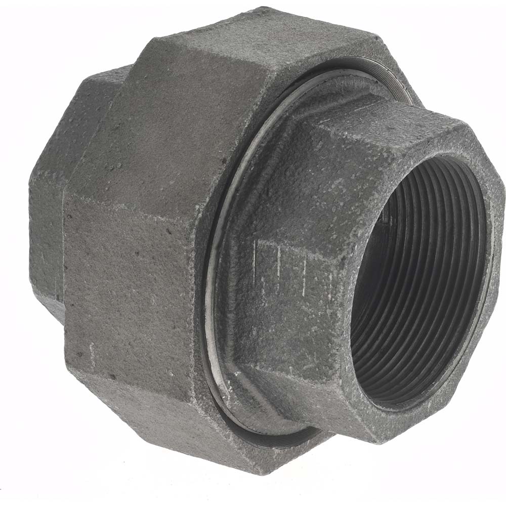 Anvil Black Pipe Fittings: Union, 2", Threaded, Malleable Iron - 0312822760