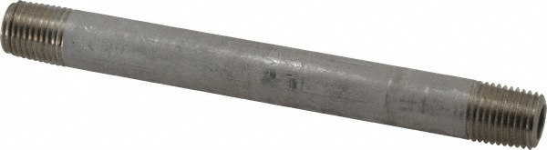 Merit Brass Stainless Steel Pipe Nipple: 1/4" Pipe, Grade 304 & 304L - 4504-500