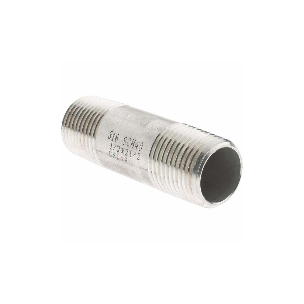 Value Collection Stainless Steel Pipe Nipple: 1/2" Pipe, Grade 316 & 316L - 6BN1/2*21/2