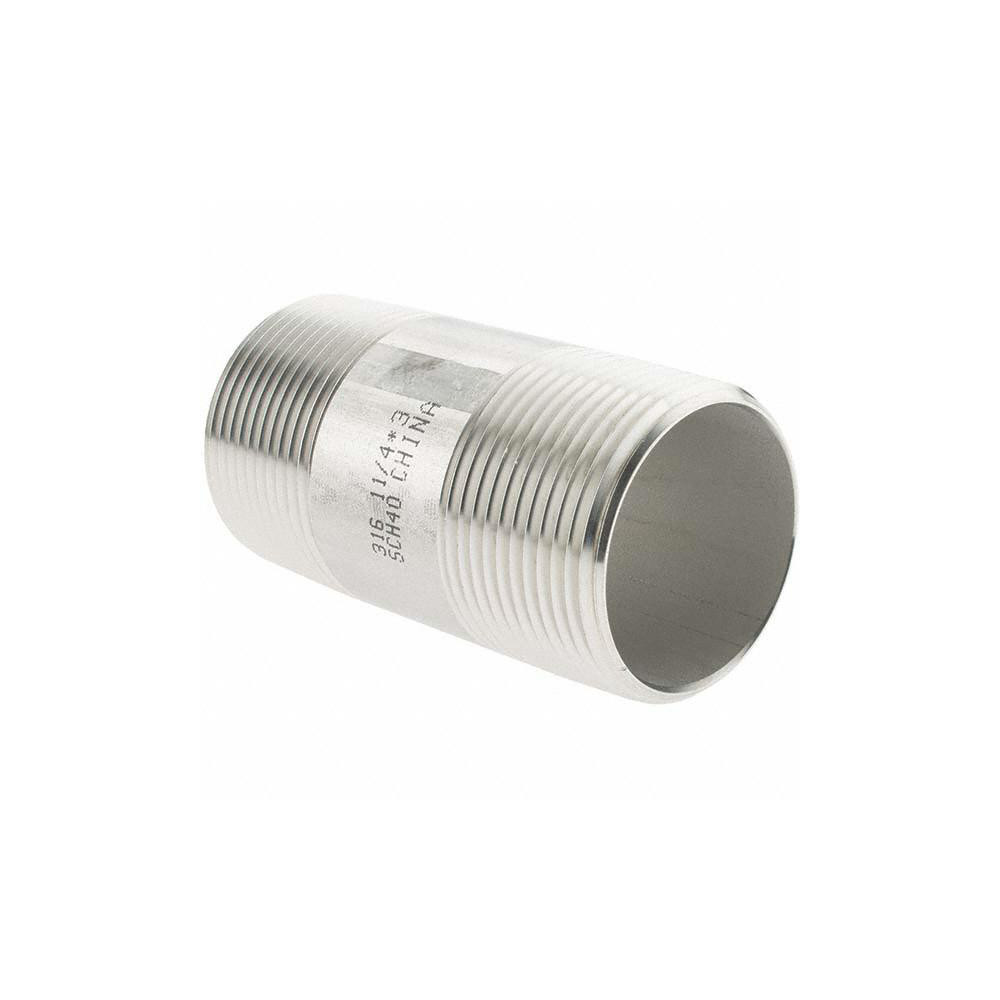 Value Collection Stainless Steel Pipe Nipple: 1-1/4" Pipe, Grade 316 & 316L - 6BN11/4*3