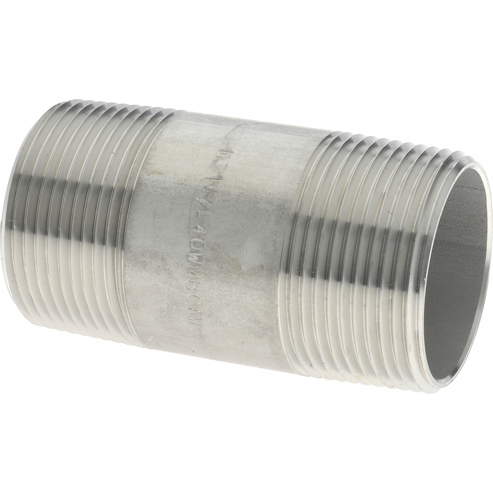 Value Collection Stainless Steel Pipe Nipple: 1-1/4" Pipe, Grade 316 & 316L - 6BN11/4*3