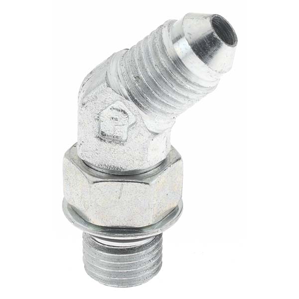 Parker Steel Flared Tube 45 Deg Straight Thread Elbow: 1/4" OD, 7/16-20 Thread, 37 deg Flared Angle - KP17688
