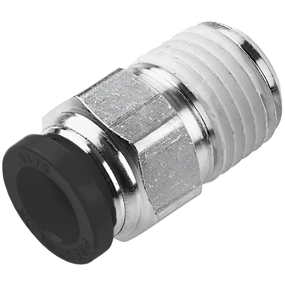 Parker Push-to-Connect Push-to-Connect x Female NPTF Fitting: Connector, 3/8 Thread, NPTF, 3/8" OD - 66PLP-6-6