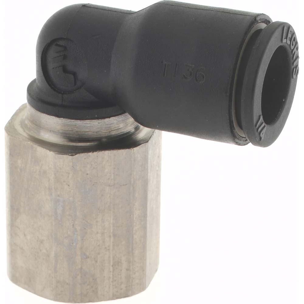 Parker Push-to-Connect Push-to-Connect x Female NPTF Fitting: Connector, 3/8 Thread, NPTF, 3/8" OD - 66PLP-6-6