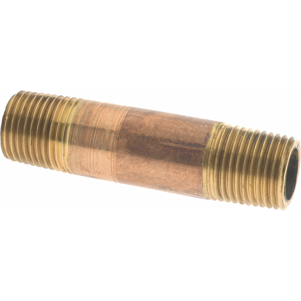 Merit Brass Brass Pipe Nipple: Threaded on Both Ends, 1-1/2" OAL, 3/8" BSPT - 2006-150BSPT