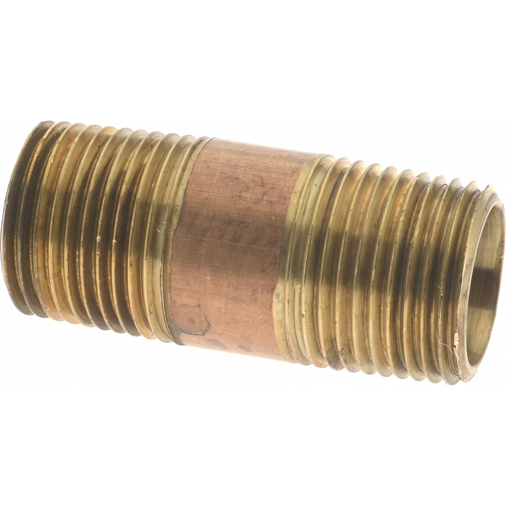 Merit Brass Brass Pipe Nipple: Threaded on Both Ends, 1-1/2" OAL, 3/8" BSPT - 2006-150BSPT