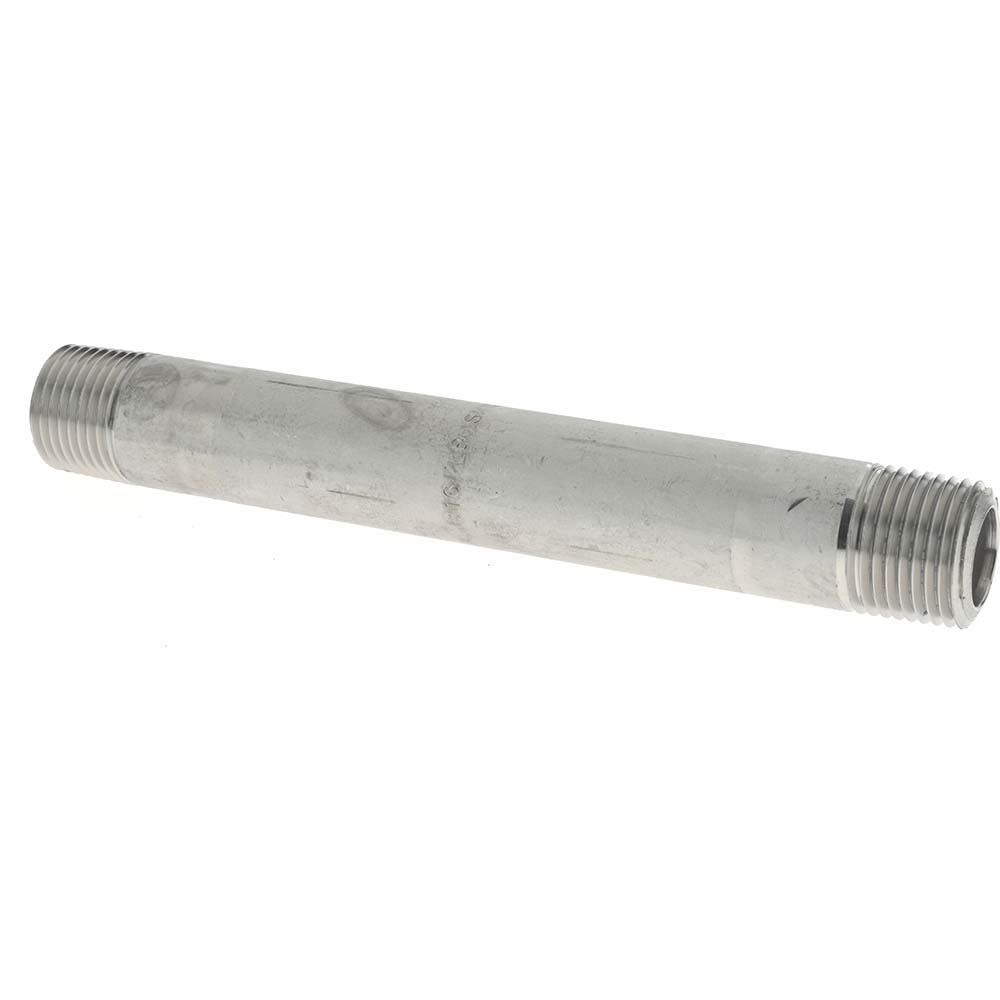 Merit Brass Stainless Steel Pipe Nipple: 1/2" Pipe, Grade 316 & 316L - 6508-400