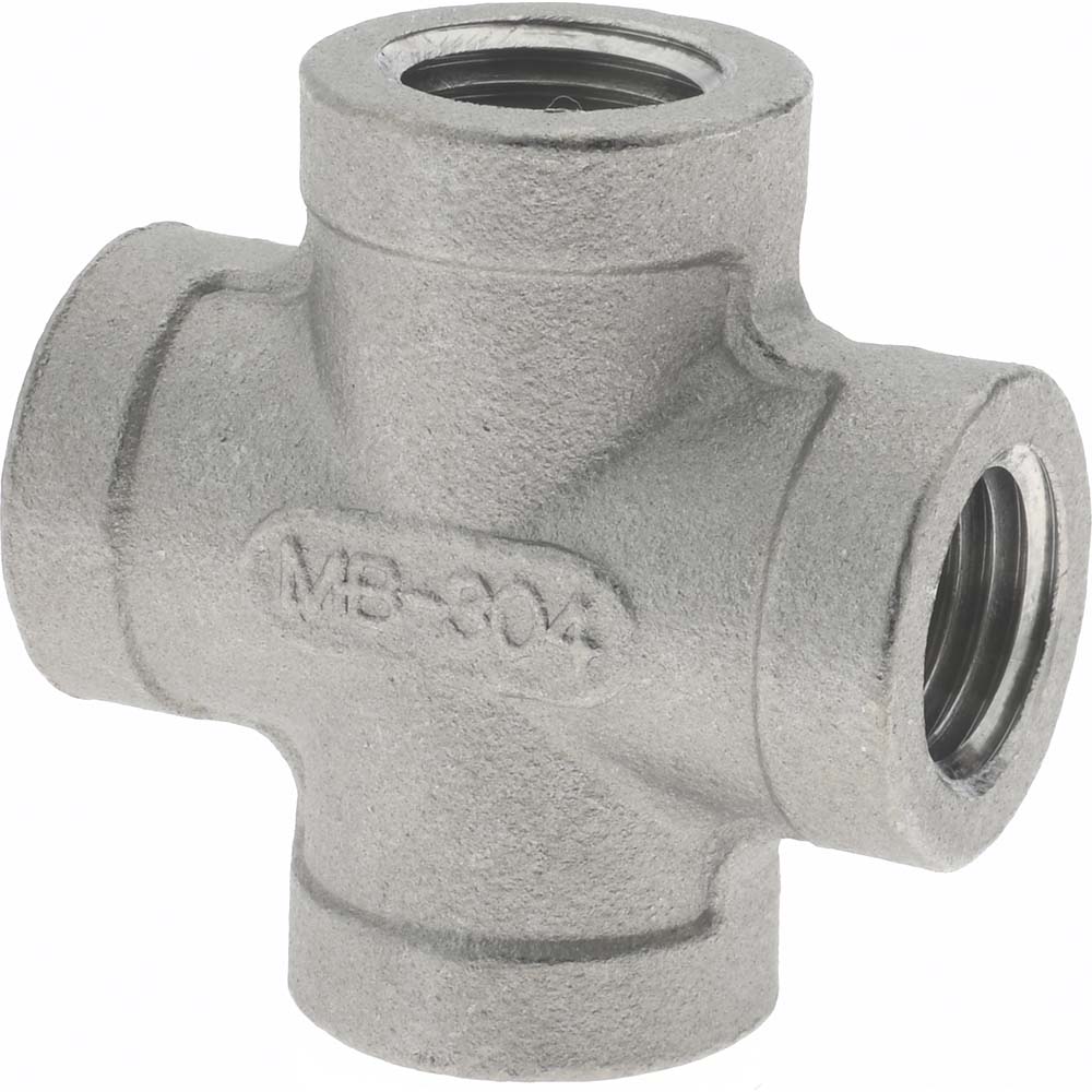 Merit Brass Pipe Cross: 1/4", 304 Stainless Steel - K410-04