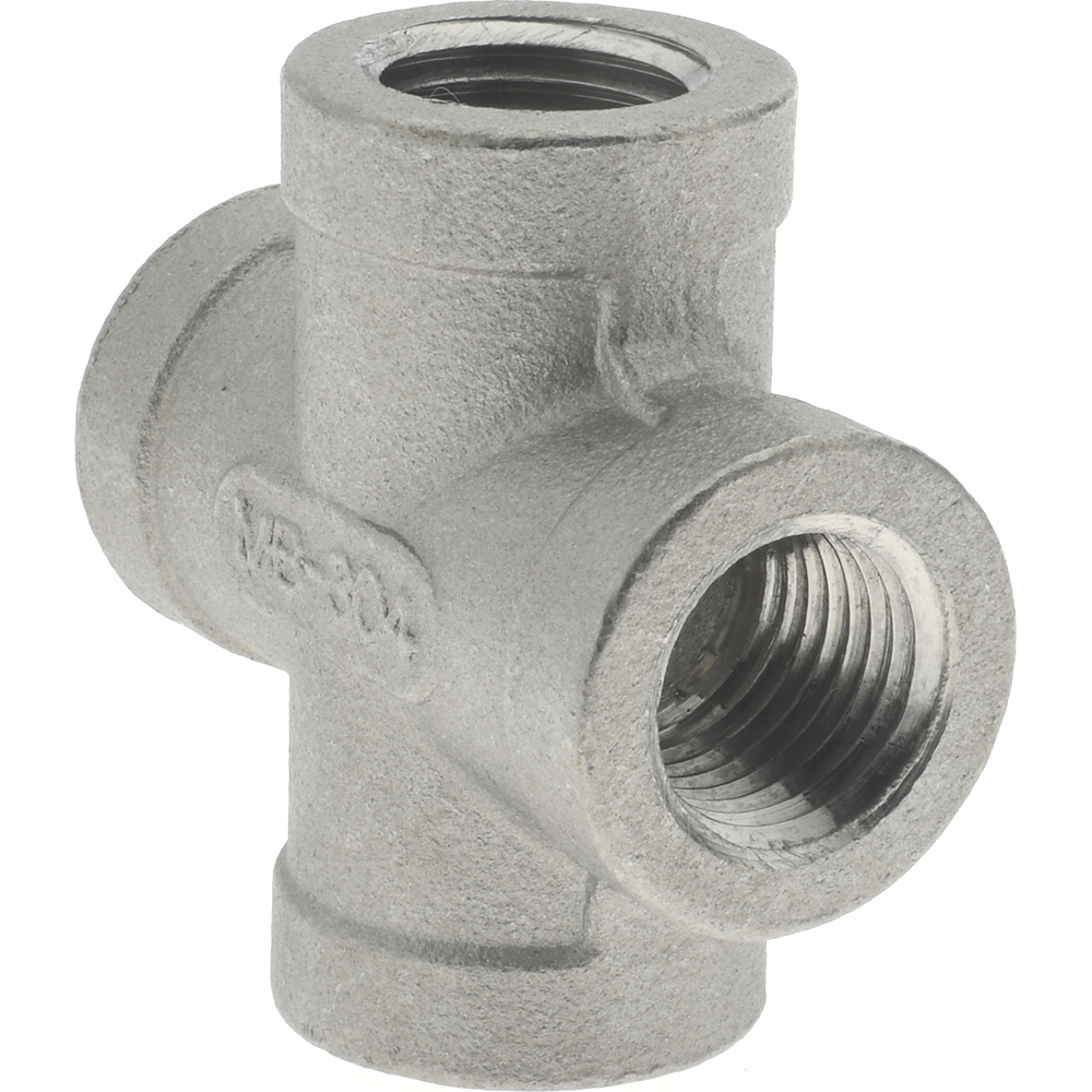 Merit Brass Pipe Cross: 1/4", 304 Stainless Steel - K410-04