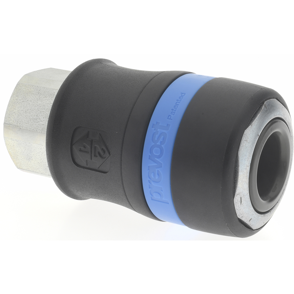 Prevost Pneumatic Hose Coupling: 1/4" Thread, 1/4" Body Dia, Industrial Interchange - ISI 061251
