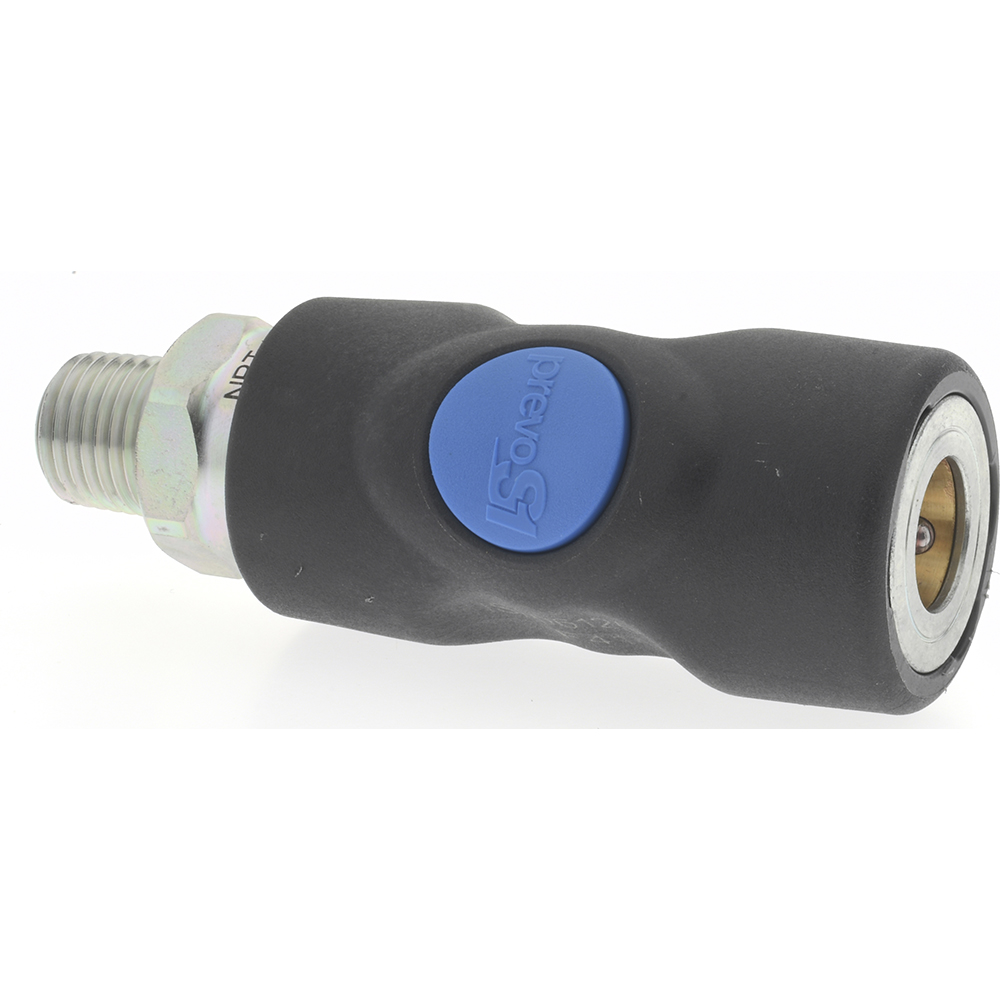 Prevost Pneumatic Hose Coupling: 1/4" Thread, 1/4" Body Dia, Industrial Interchange - ISI 061251
