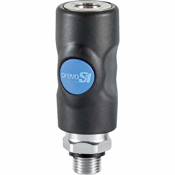 Prevost Pneumatic Hose Coupling: 1/4" Thread, 1/4" Body Dia, Industrial Interchange - ISI 061251